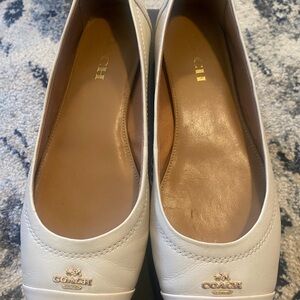 COACH White Leather Logo Ballet Flats